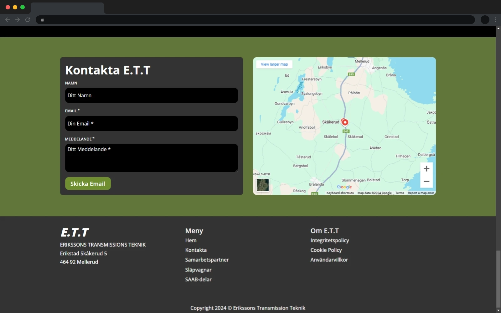 Bild på E.T.Ts kontaktformulär.